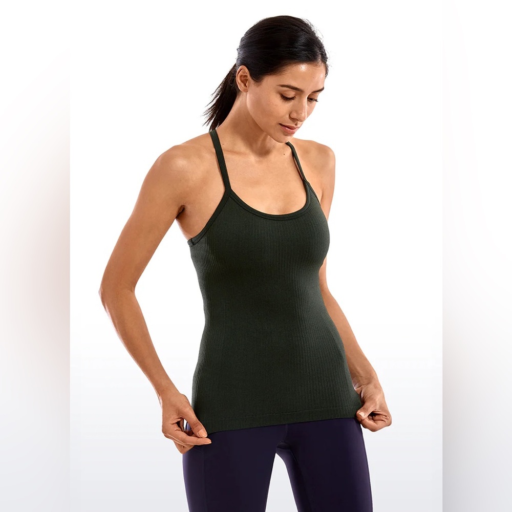 Women's Dark Green Ribbed Tank Top